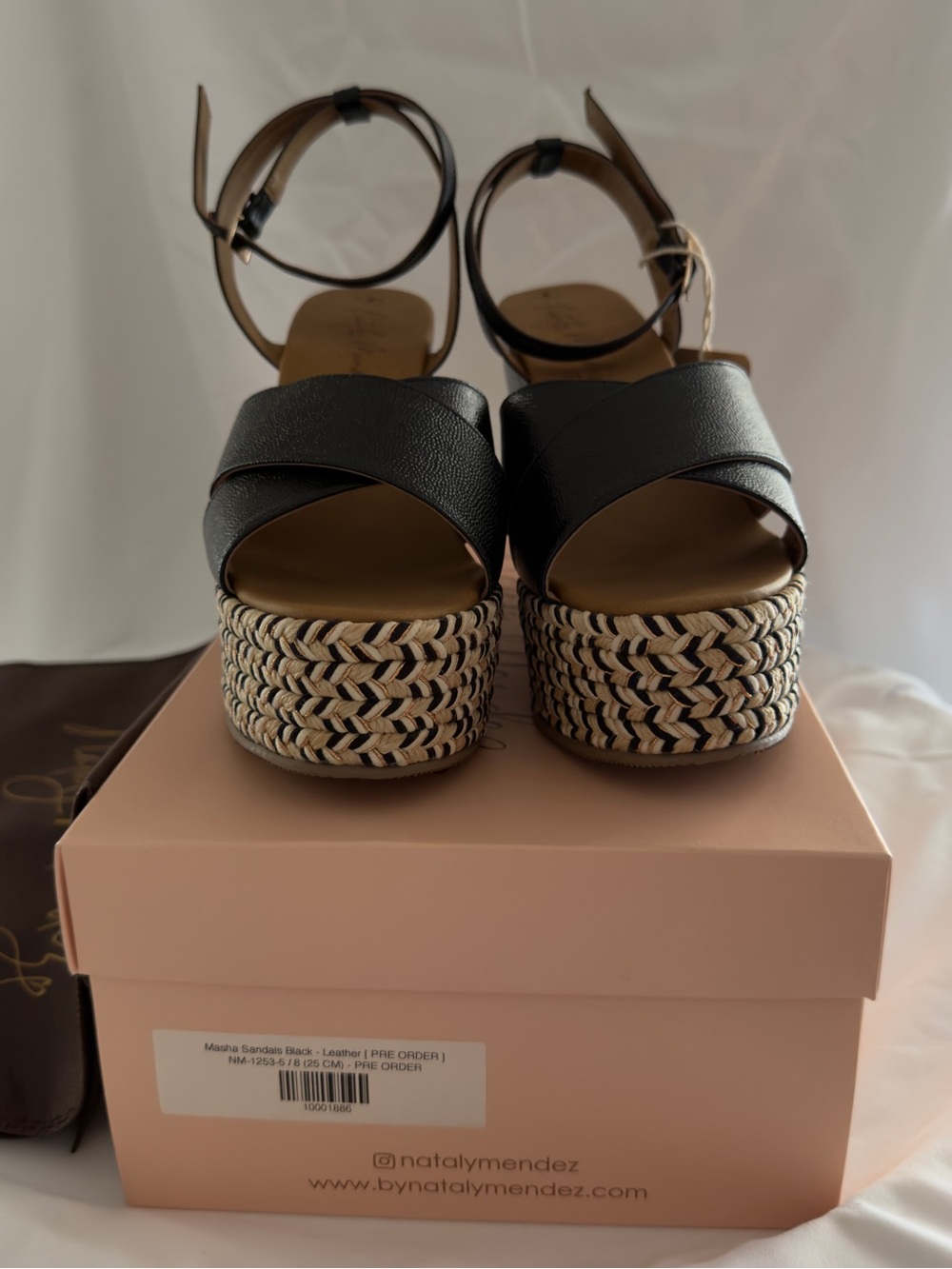 Black Leather Espadrille Platform Sandals / Brand New / Never Worn / Runs Small